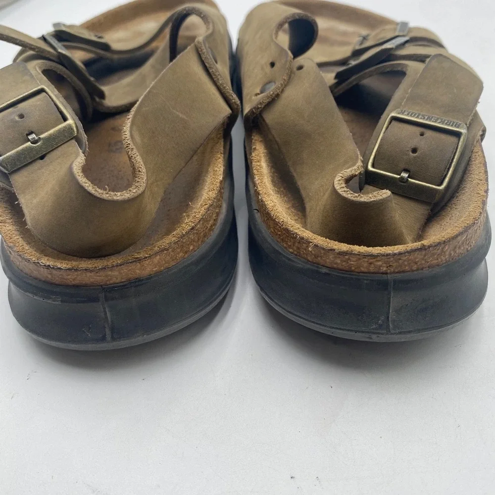 Birkenstock Milano CT Sandals Men 12 EU 45 Khaki Brown Oiled Leather Rugged Sole